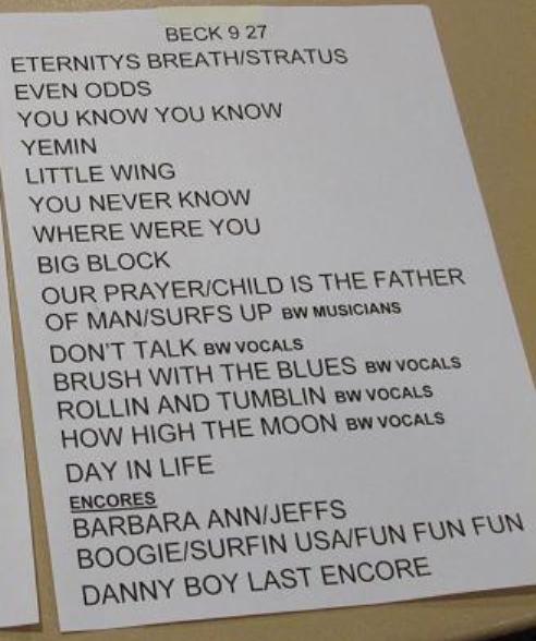 setlist 9/27/13